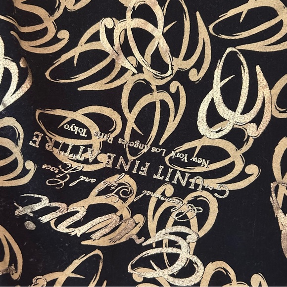 G Unit EUC Hooded Coat Women Size Large Faux Fur Lined Hood Black Gold Washable - Picture 7 of 10